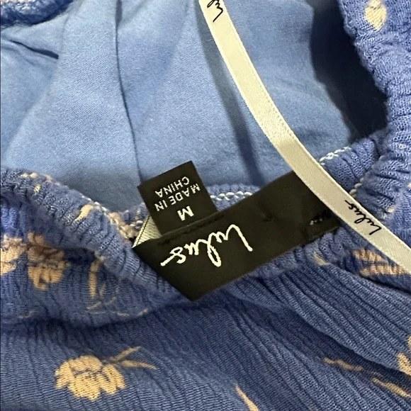 Lulu's Blue Floral Halter Dress with Peach Blooms - Picture 2 of 3